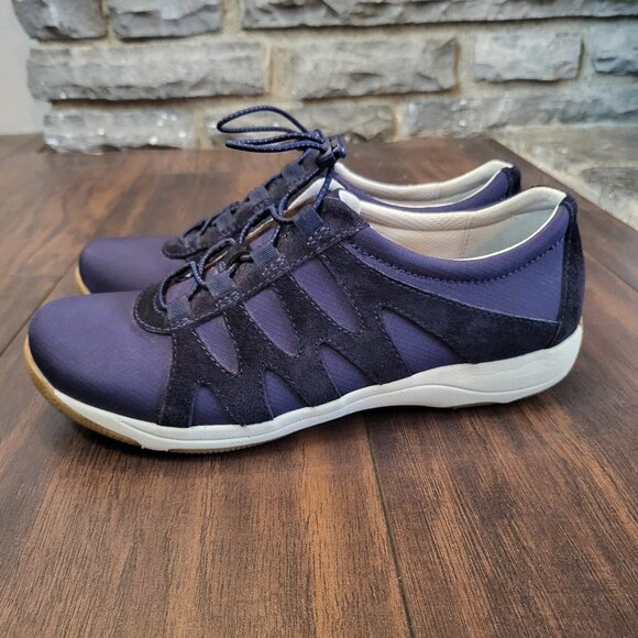 Dansko Harlie Leather Navy Blue Suede Toggle Sneakers Womens EU 40/ US 9.5 - Picture 1 of 9